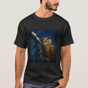 Fantasy Owl Telescope Night T-Shirt