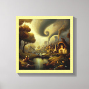 Fantasy Painting 5 - Village Landscape Canvas Print