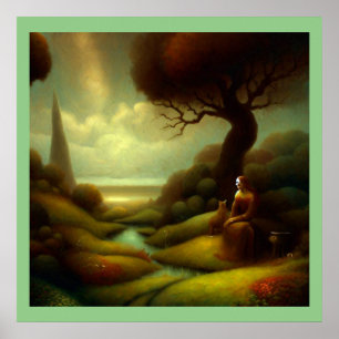 Fantasy Painting 7  - Woman and Cat Poster