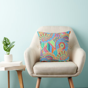 Fantasy Paisley Ornaments Seamless Pattern 2 Throw Pillow
