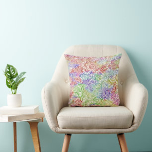Fantasy Paisley Ornaments Seamless Pattern 7 Throw Pillow