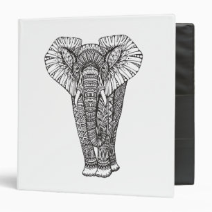 Fantasy Patterned Elephant Doodle Binder