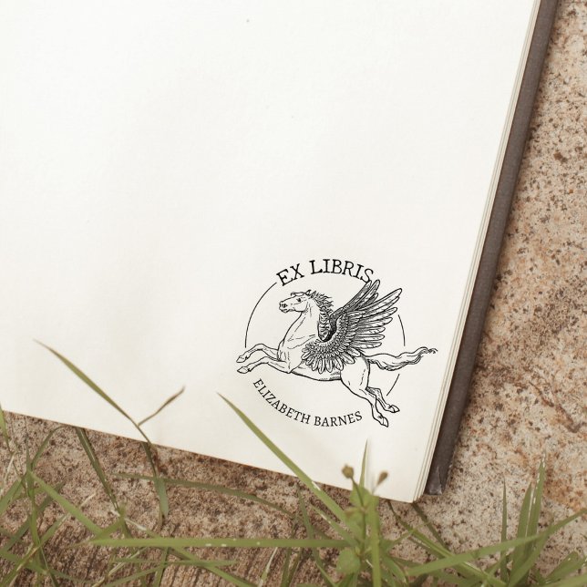 Fantasy Pegasus Horse Ex Libris Book   Rubber Stamp (Creator Uploaded)