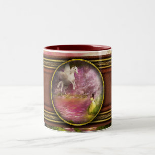 Fantasy - Pegasus - The enchanted garden Two-Tone Coffee Mug