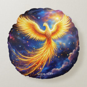 Fantasy Phoenix Stars Space Round Pillow