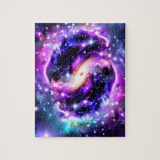 Fantasy Pink and Purple Swirly Cosmic Space Event Jigsaw Puzzle (Vertical)