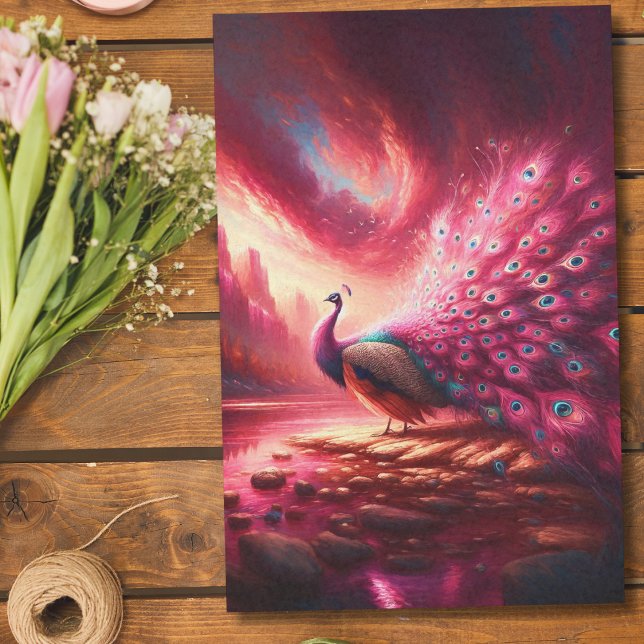 Fantasy Pink Peacock In Pink World Tissue Paper (Creator Uploaded)