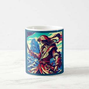 Fantasy Pirate Anime - Woodcut 2 Coffee Mug