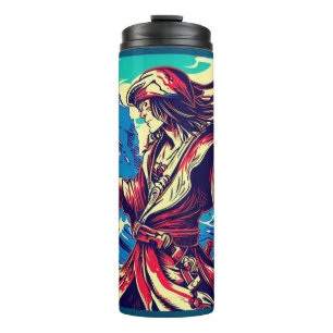 Fantasy Pirate Anime - Woodcut 2 Thermal Tumbler