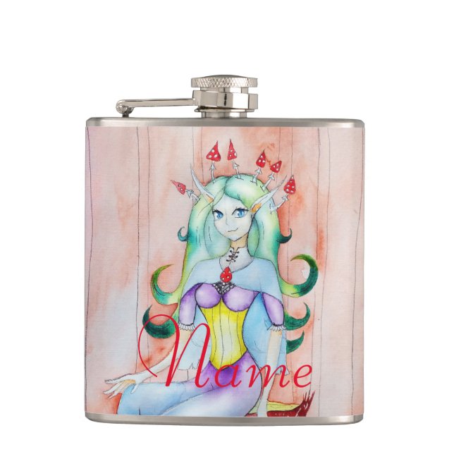 Fantasy Pixie Fairy Thunder_Cove Hip Flask (Front)