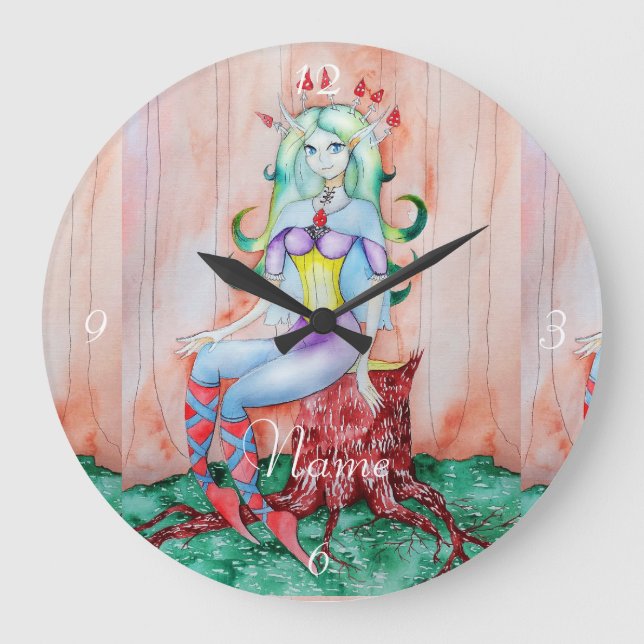 Fantasy Pixie Fairy Thunder_Cove Large Clock (Front)