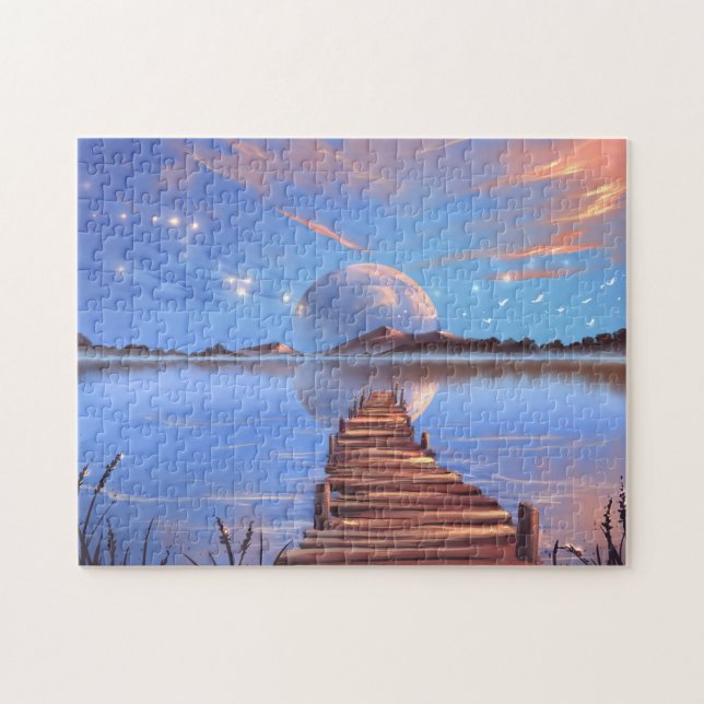 Fantasy planet in blue sky jigsaw puzzle (Horizontal)