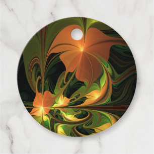 Fantasy Plant Abstract Green Rust Brown Custom Favour Tags
