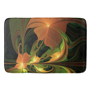 Fantasy Plant Abstract Green Rust Brown Fractal Bath Mat