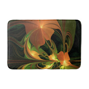 Fantasy Plant Abstract Green Rust Brown Fractal Bath Mat