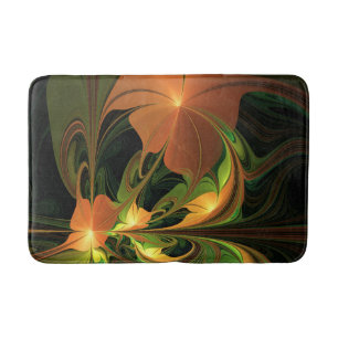 Fantasy Plant Abstract Green Rust Brown Fractal Bath Mat