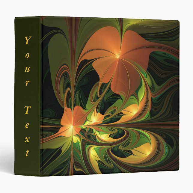 Fantasy Plant Abstract Green Rust Brown Fractal Binder (Front/Spine)
