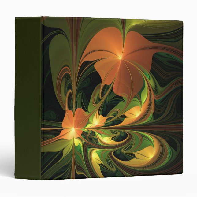 Fantasy Plant Abstract Green Rust Brown Fractal Binder (Front/Spine)