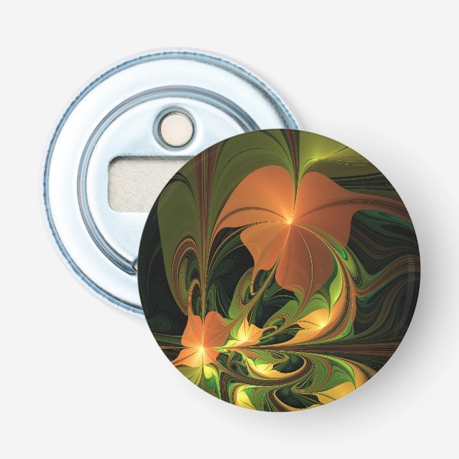 Fantasy Plant Abstract Green Rust Brown Fractal Bottle Opener (Front)