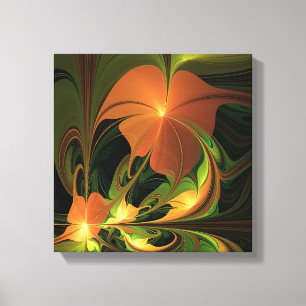 Fantasy Plant Abstract Green Rust Brown Fractal Canvas Print