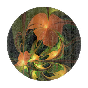 Fantasy Plant Abstract Green Rust Brown Fractal Cutting Board