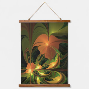 Fantasy Plant Abstract Green Rust Brown Fractal Hanging Tapestry