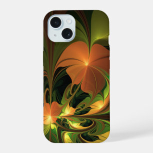 Fantasy Plant Abstract Green Rust Brown Fractal iPhone 15 Case