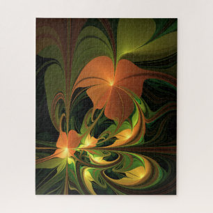 Fantasy Plant Abstract Green Rust Brown Fractal Jigsaw Puzzle