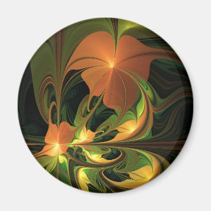 Fantasy Plant Abstract Green Rust Brown Fractal Magnet