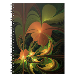 Fantasy Plant Abstract Green Rust Brown Fractal Notebook