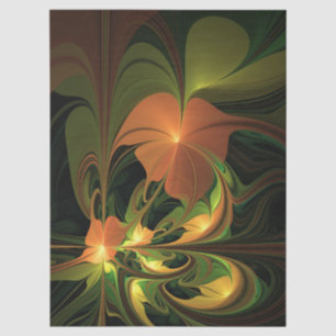 Fantasy Plant Abstract Green Rust Brown Fractal Tissue Paper