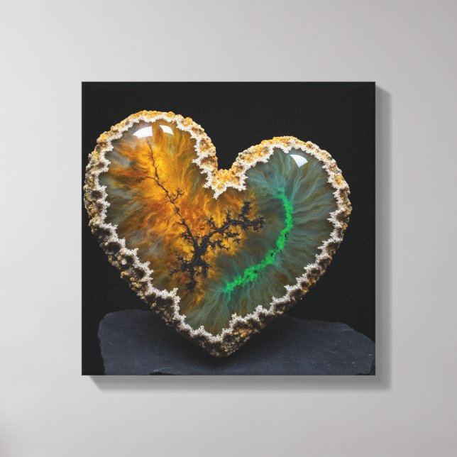 Fantasy Plume Agate Heart Canvas Print (Front)