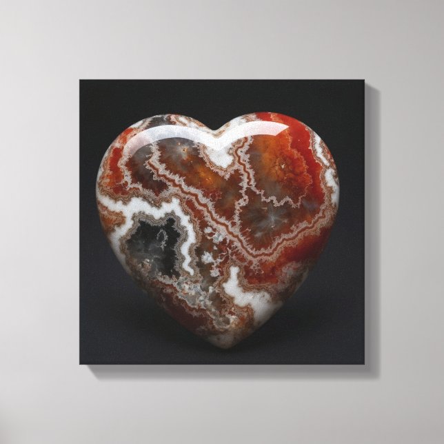 Fantasy Plume Agate Heart Canvas Print (Front)