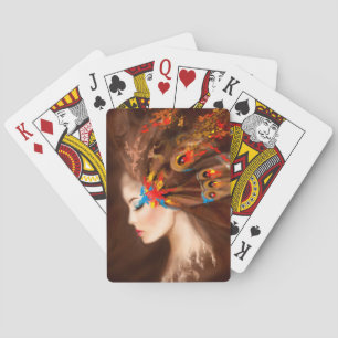 Fantasy Portrait beautiful woman butterfly. Playing Cards