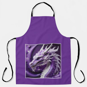 Fantasy Portrait Of A Purple & White Dragon Apron