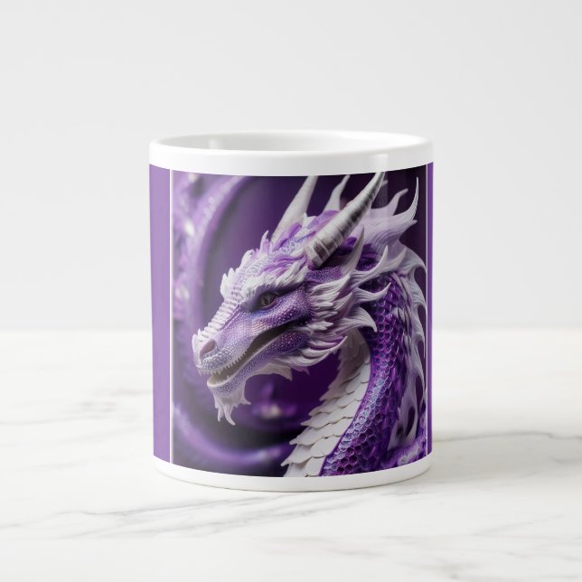 Fantasy Portrait Of A Purple & White Dragon Large Coffee Mug (Front)
