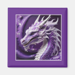 Fantasy Portrait Of A Purple & White Dragon Magnet