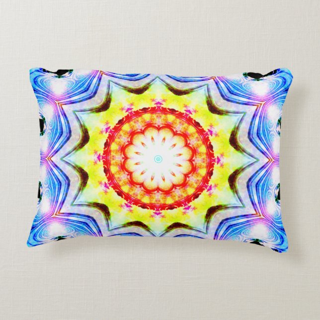 Fantasy Priest Mage Magcial Vibrant Mandela Accent Pillow (Back)