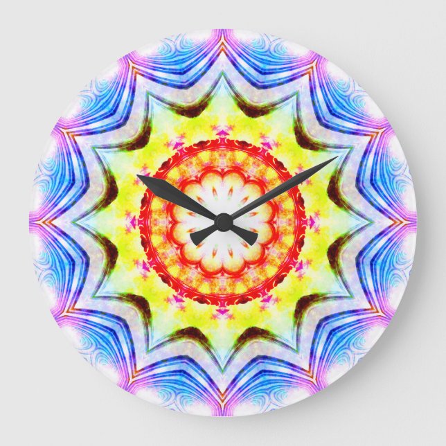Fantasy Priest Mage Magical Vibrant Mandela Large Clock (Front)
