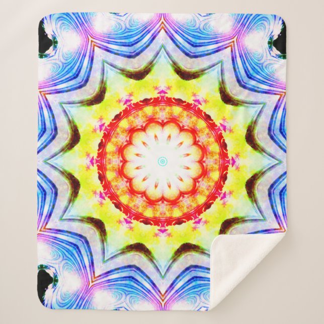 Fantasy Priest Mage Magical Vibrant Mandela Sherpa Blanket (Front)