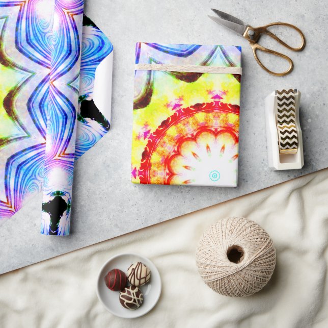 Fantasy Priest Mage Magical Vibrant Mandela Wrapping Paper (Crafts)