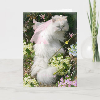 FANTASY PRINCESS CAT IN FLOWER GARDEN CARD