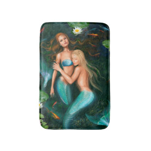 fantasy princess mermaids in lake Bath Mat