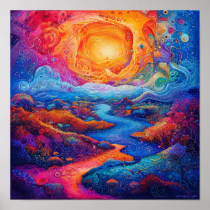 Fantasy psychedelic landscape poster