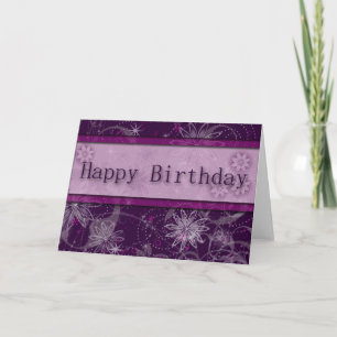 Fantasy Purple Floral Birthday Card