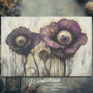 Fantasy Purple Floral Bouquet With Eyes Decoupage Tissue Paper