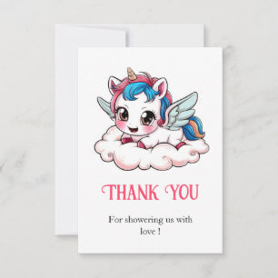 Fantasy Rainbow Unicorn Baby Shower Thank You Card