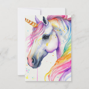 Fantasy Rainbow Watercolor unicorn Thank You Card