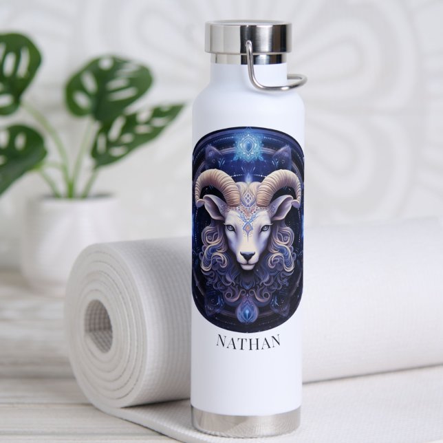 Fantasy Ram Zodiac Symbol Celestial Galaxy Aries Water Bottle (Creator Uploaded)