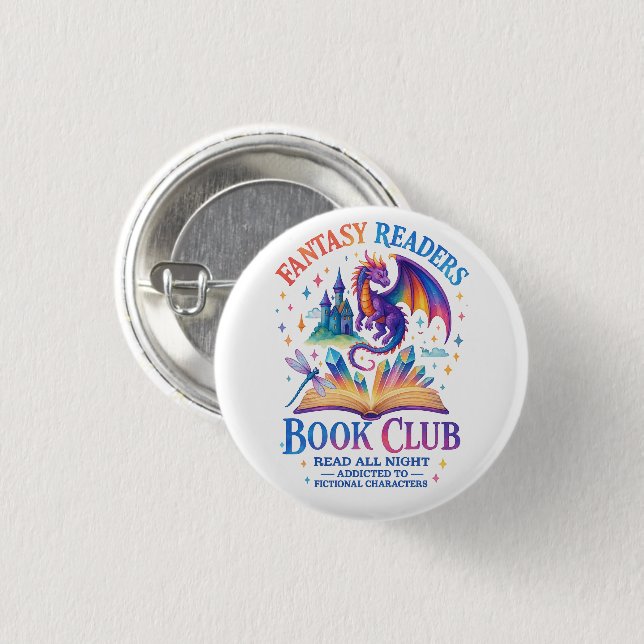 Fantasy Readers Book Club....  1 Inch Round Button (Front & Back)